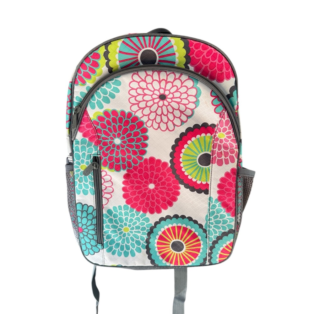 Thirty-One Backpack Floralโ Print White Pink Green Gray Adjustable Straps NWOT